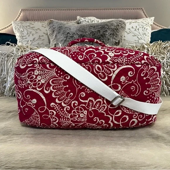 VERA BRADLEY Twirly Birds Pink Weekender Bag Travel Carryon White Quilted 2010 - Picture 11 of 14